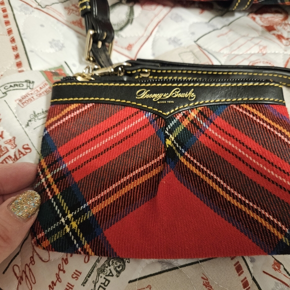 Dooney & Bourke Tartan Wool Red Plaid Satchel Set - Picture 13 of 16
